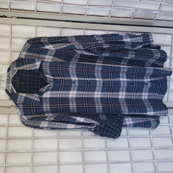 Lane Bryant plaid long roll up sleeves button down shirt size 18/20 - Picture 1 of 6